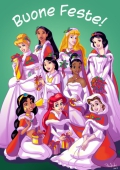 Новогодняя иллюстрация с принцессами Дисней