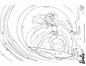 Барби Мерлия серфенгистка, раскраска