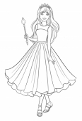 Раскраска Барби в нарядном платье