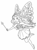 Раскраска Барби фея с крыльями бабочки