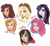 Персонажи Эвер Афтер Хай в нарядах и с прическами пони Дружба это Чудо