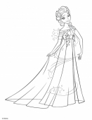 Раскраска Холодное Торжество и новое платье Эльзы