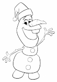 Раскраска Холодное Сердце, Олаф в новогоднем колпаке