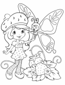 Раскраска Шарлотта Земляничка и большая бабочка