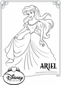 Раскраска принцесса Ариэль в бальном платье