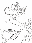 Раскраска для девочек русалочка Ариэль с цветком