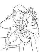 Раскраска Белоснежка целует своего принца