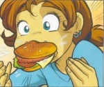 Ирма ест гамбургер