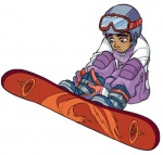 Тарани пытается встать на сноуборд