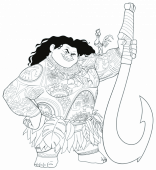 Мауи и Хей Хей раскраска