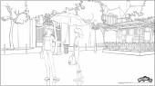 Раскраска Адриан и Маринетт, сцена с зонтом