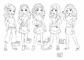 Раскраски Lego Friends подружки из Хартлейк Сити
