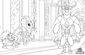 My Little Pony в кино раскраска с пони Бурей, Грабером и королем Штормом