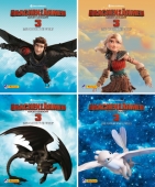 Как Приручить Дракона 3 обложки книг с Астрид, Иккингом, Беззубиком и Белой фурией