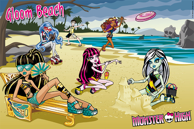 Летний плакат с персонажами Monster High