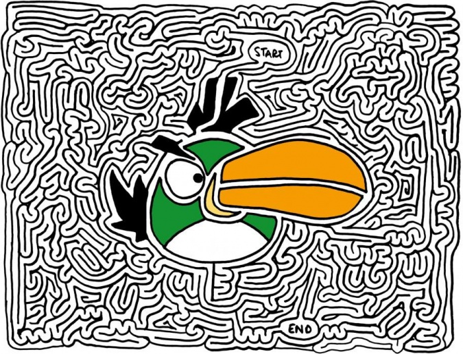 Картинки лабиринты со Злыми Птицами Angry Birds