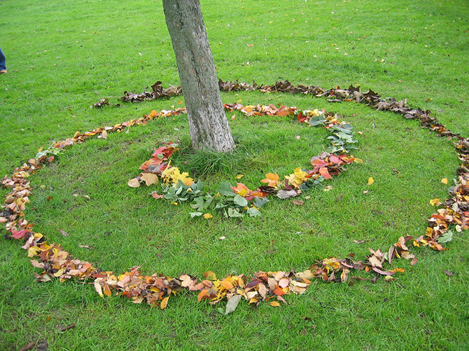 Осенние поделки: идеи для узоров на земле из листьев