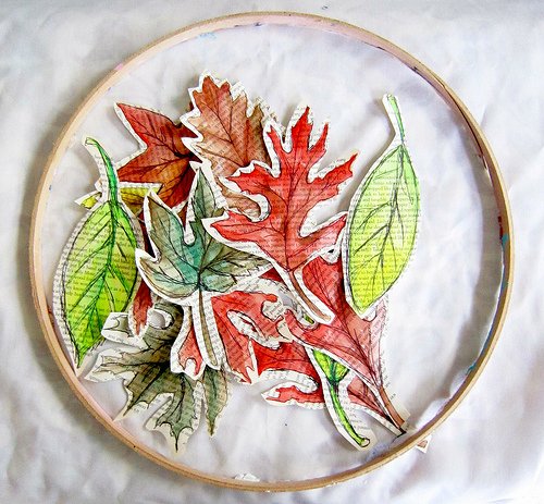 Поделки: украшение на стену в стиле венка из осенних листьев