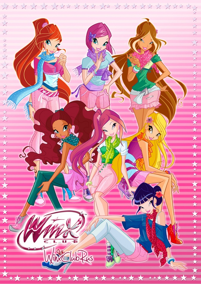 Плакат с Винкс: Стиль кафе (в шарфиках) 5го сезона Winx Club