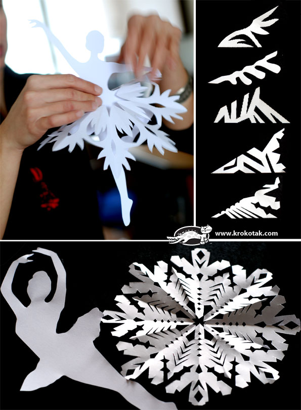 Снежинка балеринки своими руками из бумаги