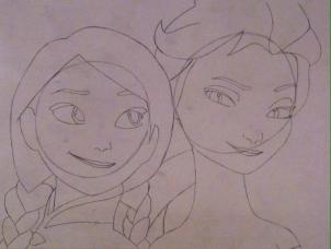 Простой урок рисования Анны и Эльзы