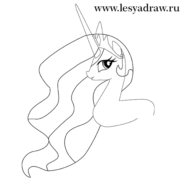 Как рисовать пони принцессу Селестию
