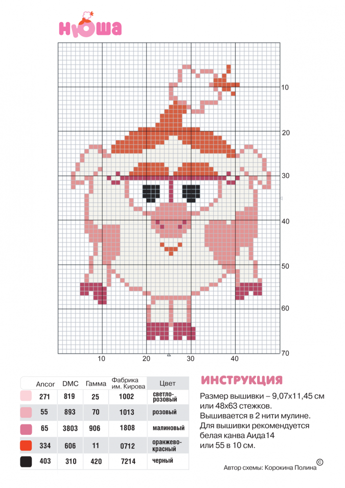 Поделки: Схема для вышивки смешарика Нюши