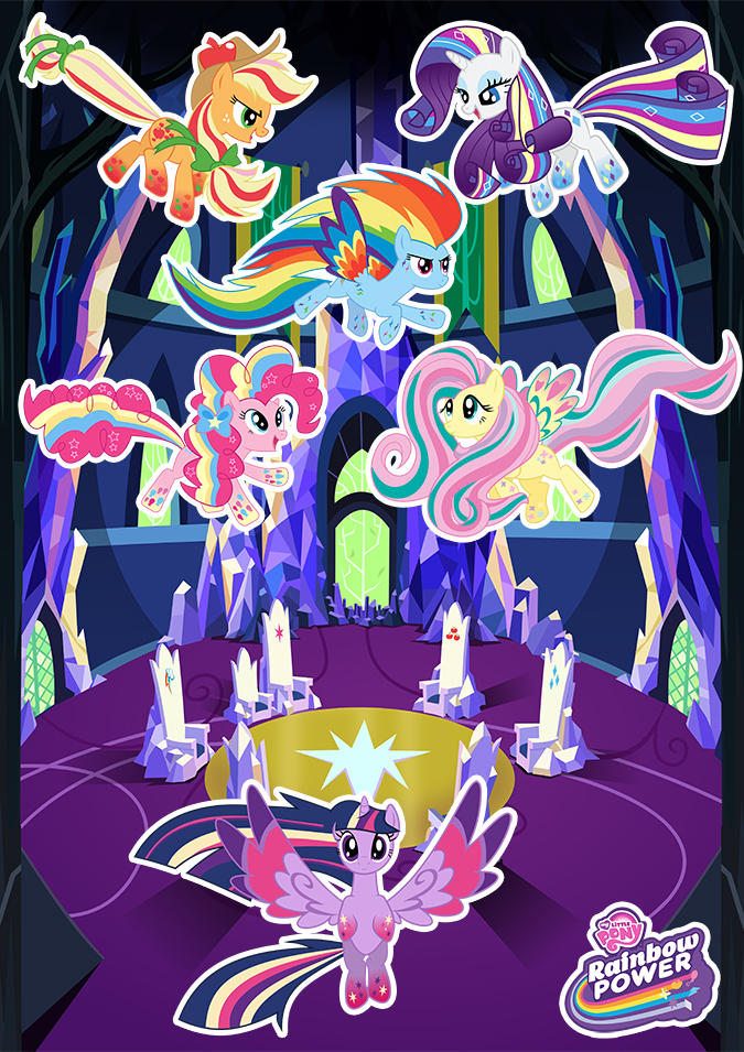 Дружба это Чудо: Плакат с радужными пони и тронным залом