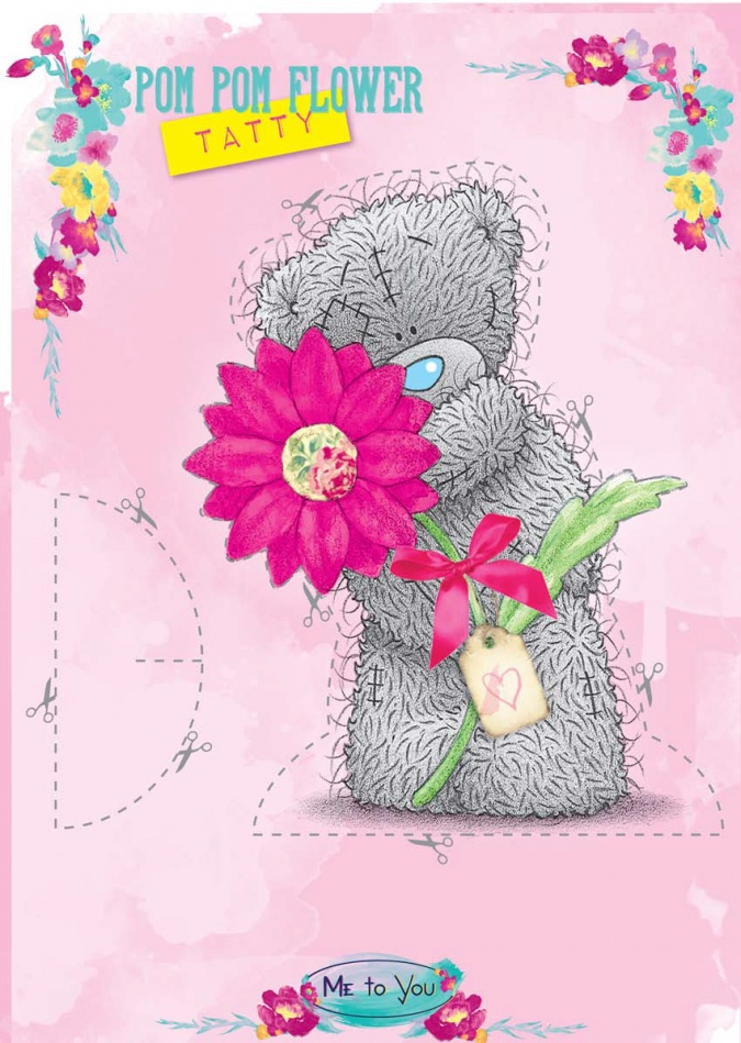 Мишка Тетти с цветком на подставке