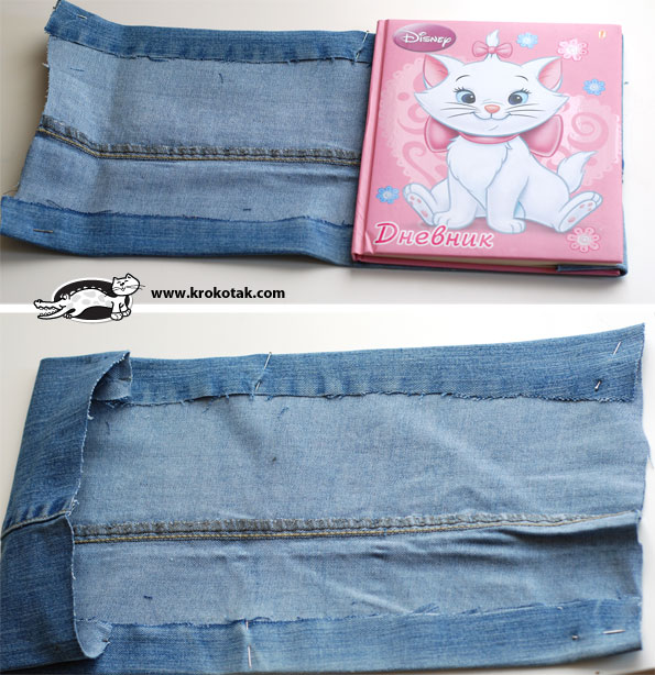 Обложка для дневника из джинсовой ткани
