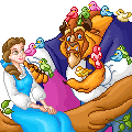 Пиксельные картинки с принцессой Белль и Ариэль
