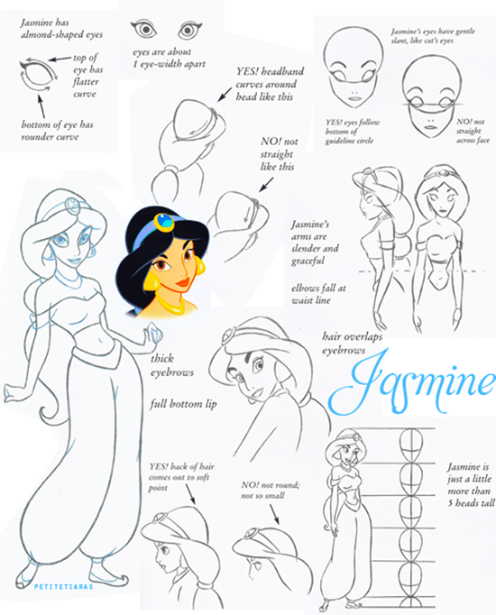 Картинка подсказка: Как рисовать принцессу Жасмин