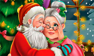 Новогодняя игра: Поцелуи Санта Клауса и миссис Клаус