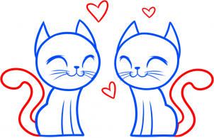 Рисуем влюбленных кошек