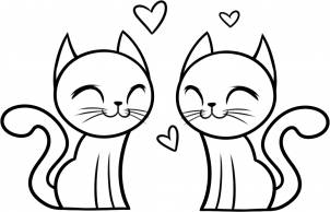 Рисуем влюбленных кошек