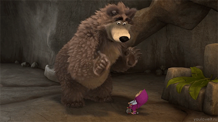 Маша и Медведь: Анимации с пещерными предками персонажей