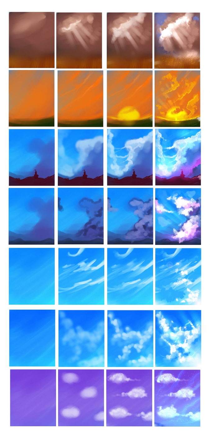 Как рисовать облака и небо
