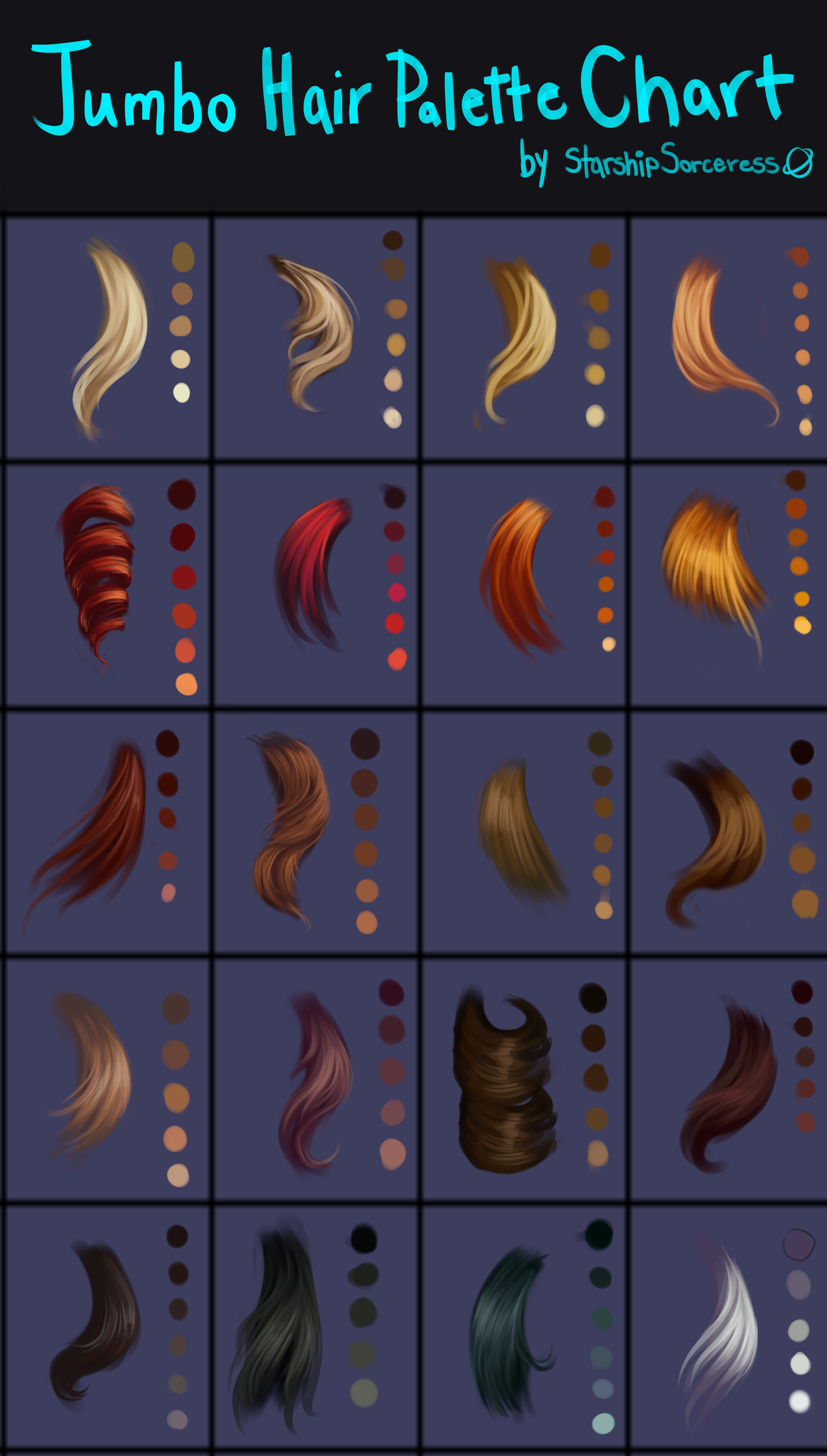 Цветовые палитры для рисования волос - YouLoveIt.ru