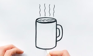 Как легко нарисовать кружку с чаем и лимон