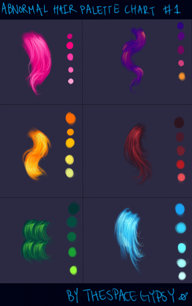 Цветовые палитры для рисования волос