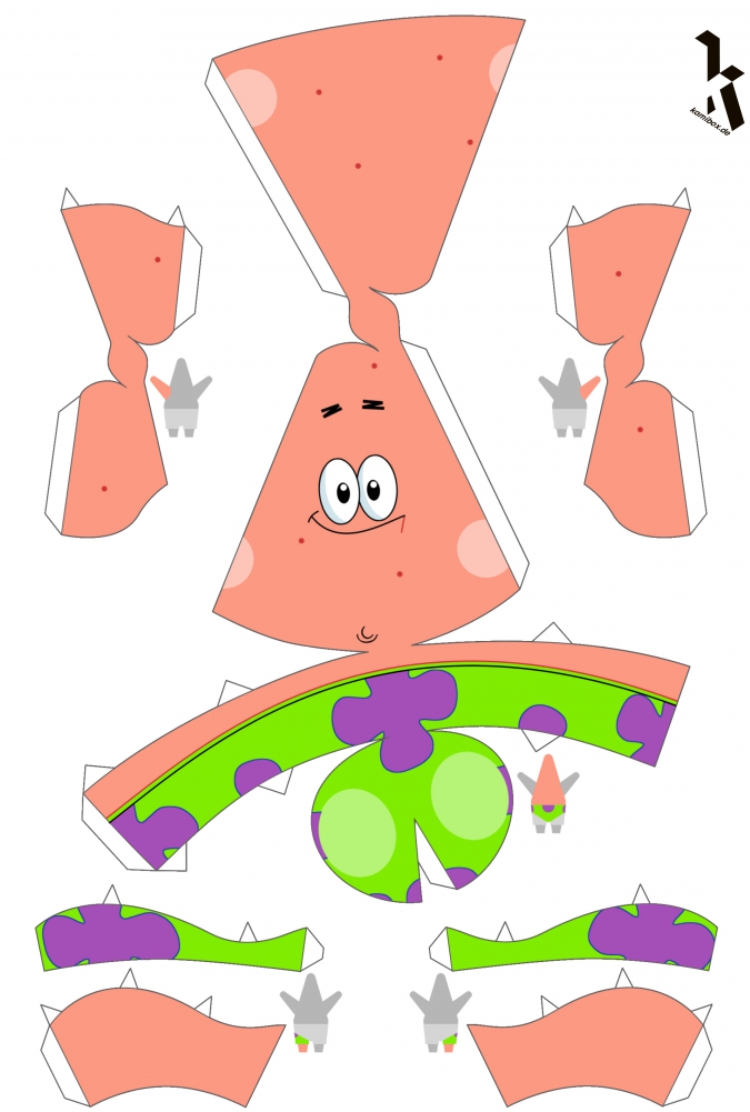 Поделки: Фигрука Губки Боба и Патрика из бумаги
