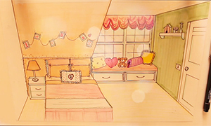 Рисование: Ускоренный процесс рисования комнаты для девочек