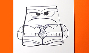 Рисование: Как нарисовать Гнев из мультфильма "Головоломка"