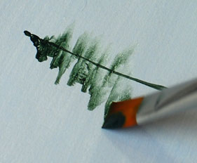 Как рисовать деревья  (елки) красками