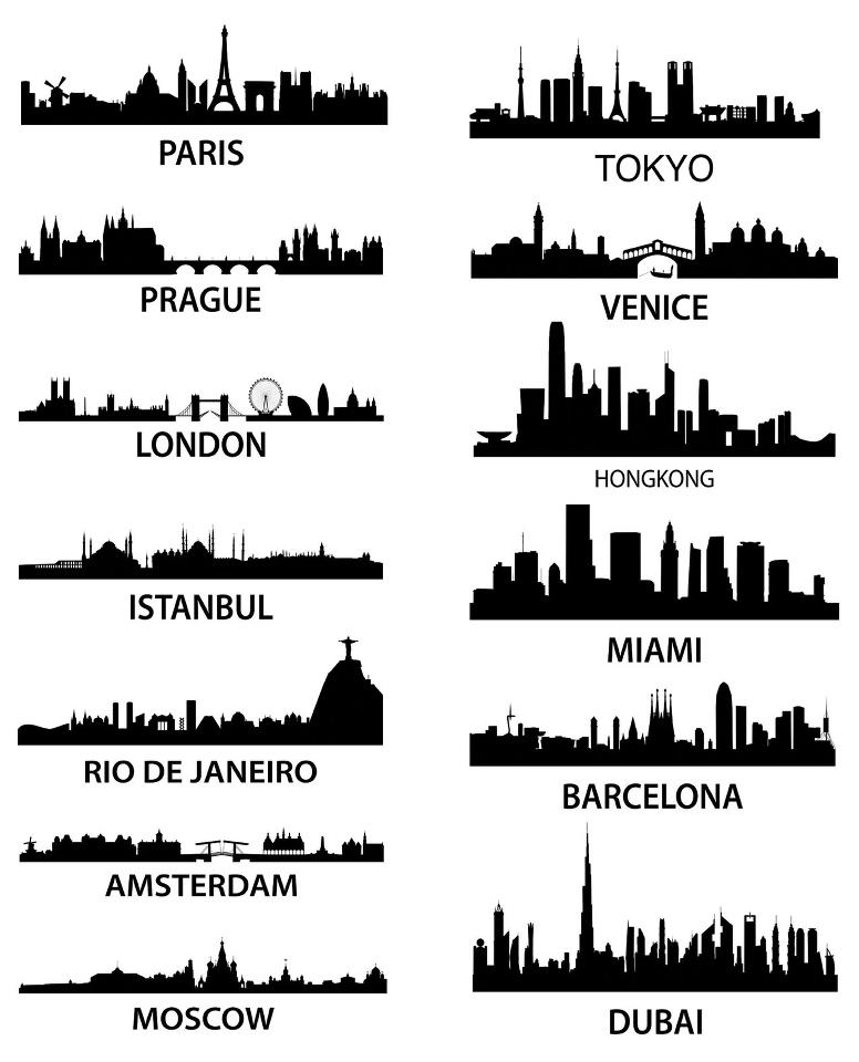 Идеи для срисовки силуэт города (90 фото)