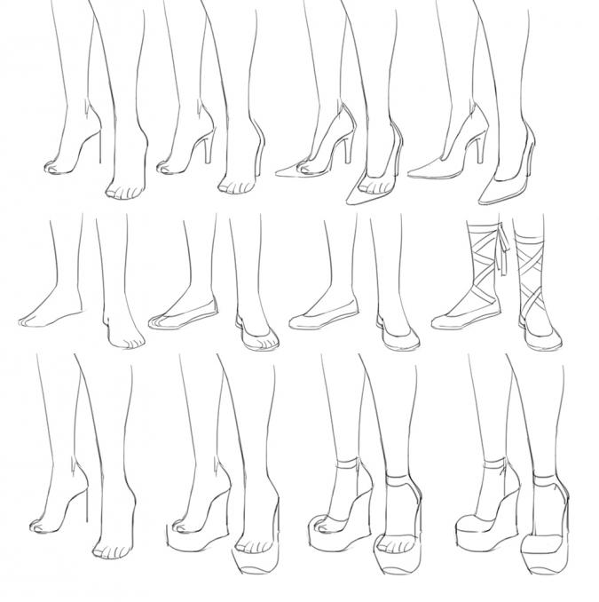 Как рисовать разную обувь