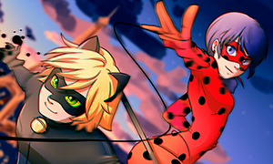Ускоренный процесс рисования: Miraculous Ladybug & Cat Noir