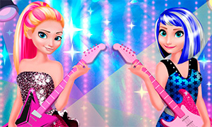 Игра одевалка:  Эльза и Анна рок принцессы