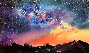 Видео: Как нарисовать звездное небо акварелью