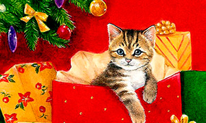 Кавайняшка: Кошки и времена года - акварельные рисунки